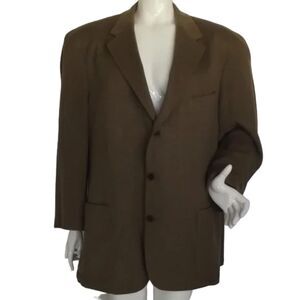 MCKENZIE TRIBE Sport Coat, 46R, Olive Green, Wool/Cashmere, Leather trim